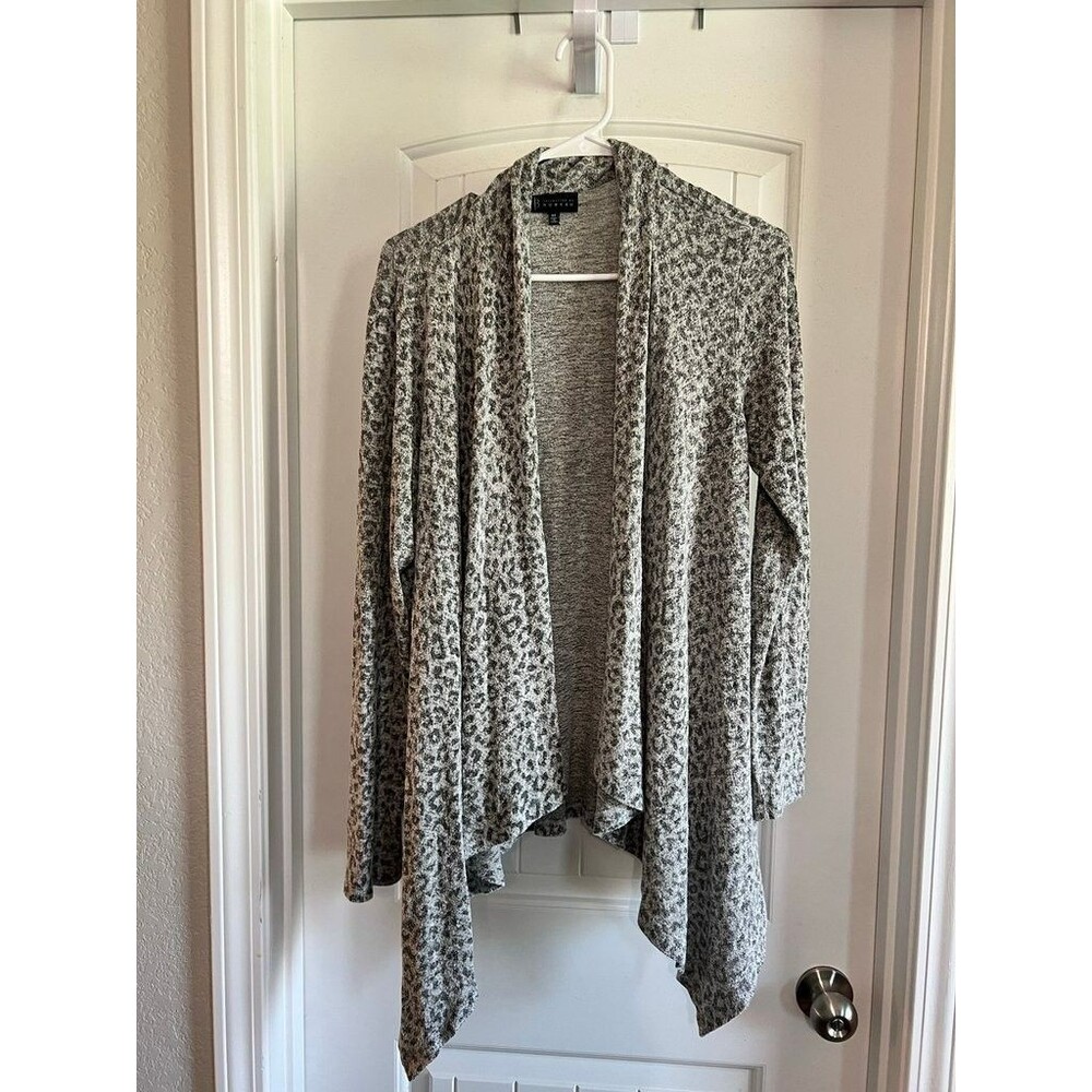 Bobeau Women's Open Front Leopard Print Cardigan